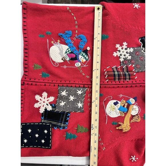 Vintage Womens UGLY CHRISTMAS SWEATER  XL petite Studio Joy full‎ zip EUC - Picture 7 of 8